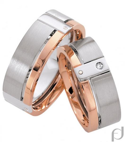 Trauringe Weiss-Rotgold von Furrer Jacot 71-82190 + 71-27190